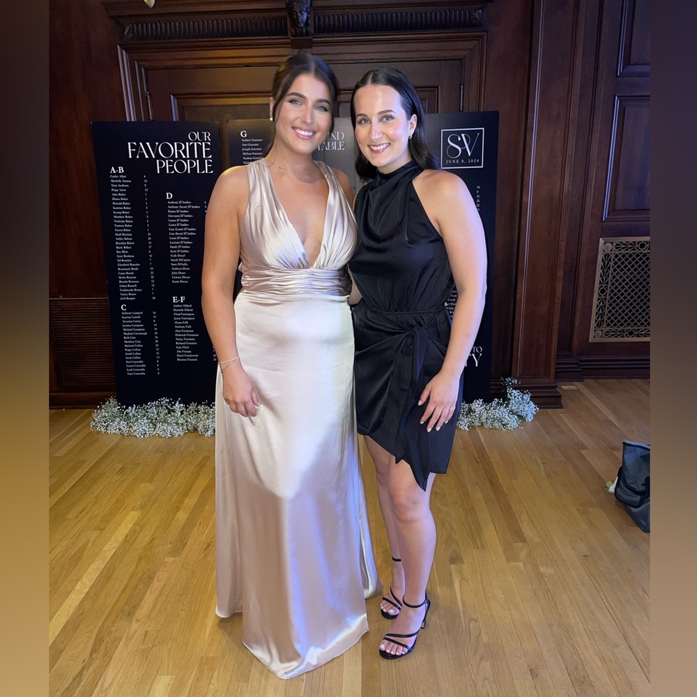 Dylan satin dress in Gold Champagne from Revelry size 14 (fits like size 8/10)